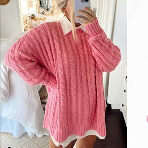 MuMu | Pink Cable Knit Sweater 'Day to Day Tunic'